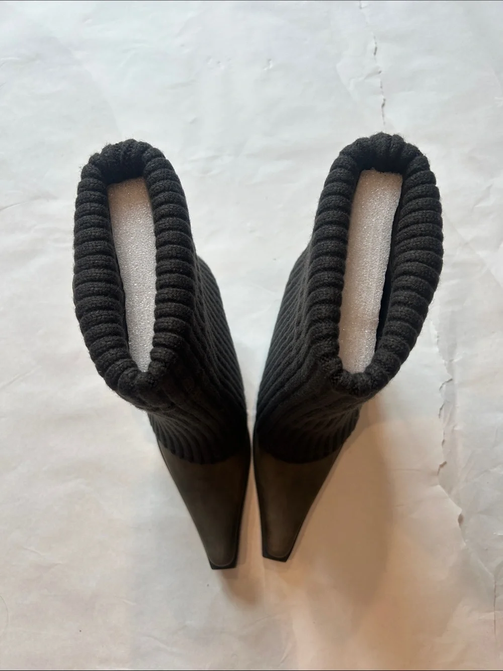 Dolls Kill generation kiss grey Pointed-Toe Knit Ankle Boots knit Side Zipper 8